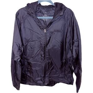 L.L. Bean Men's X-Large Black Hooded Packable Lightweight Zip Up Rain Jacket